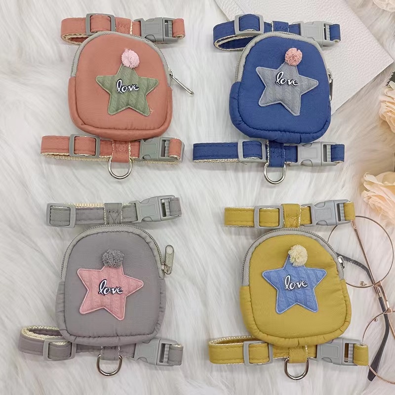 2in1 (Harness + Bag) - Cat Pet Harness Leash Small Bag Pocket - Tali Tuntun Kucing Tas Ransel Harness Anjing Kucing Tali Tuntun