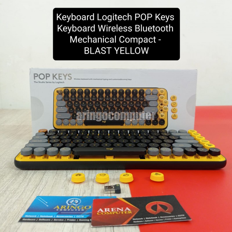 Keyboard Logitech POP Keys Keyboard Wireless Bluetooth Mechanical Compact - BLAST YELLOW