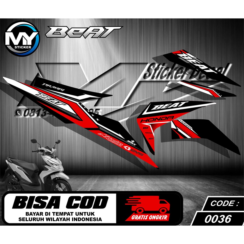 0036 Sticker List Variasi Beat 2016-2019  - Striping Variasi Beat 2016-2019 Terbaru - Stiker List Va