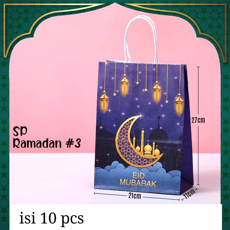 

Paper bag hampers tas kado Idul fitri biru isi 10 pcs