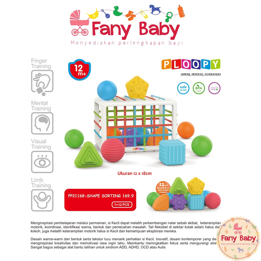 PLOOPY SHAPE SORTING BABY TOY 12M+ PP21168