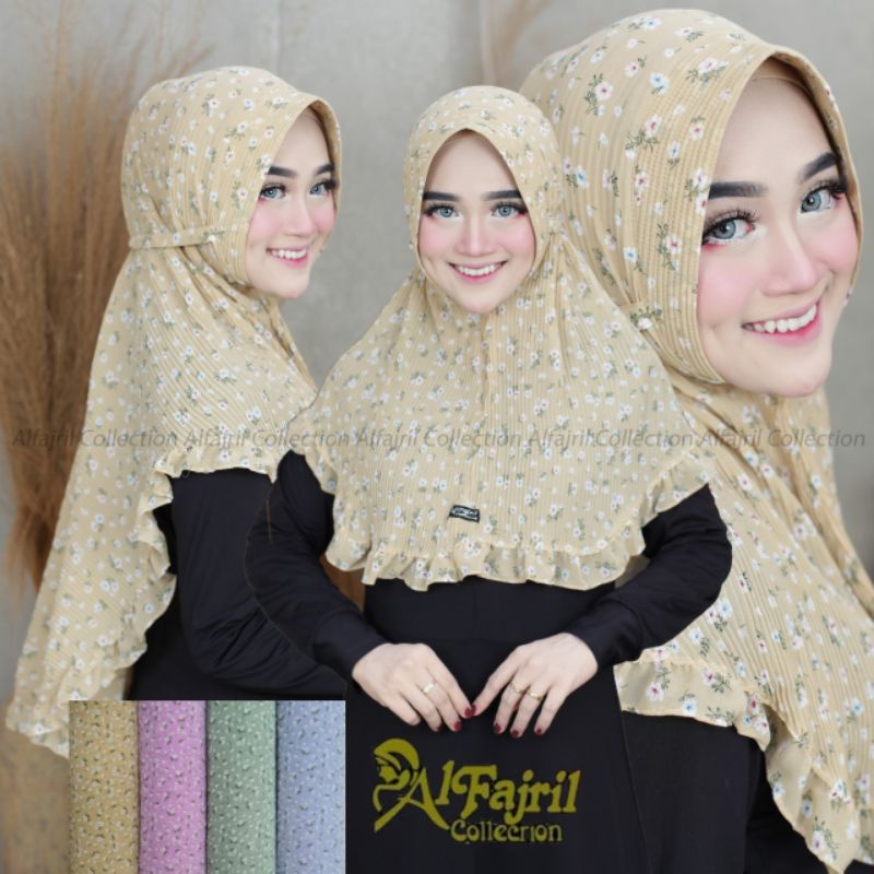 HIJAB PLISKET BERGO MALAY MOTIF BUNGA KECIL 1 REMPEL AL FAJRIL PET