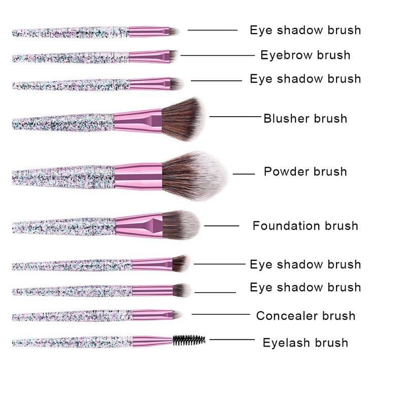 LF - Makeup Brush Set 10 Pcs Brush Kuas Make Up Set Powder Foundation Makeup Beauty Tools Kuas08