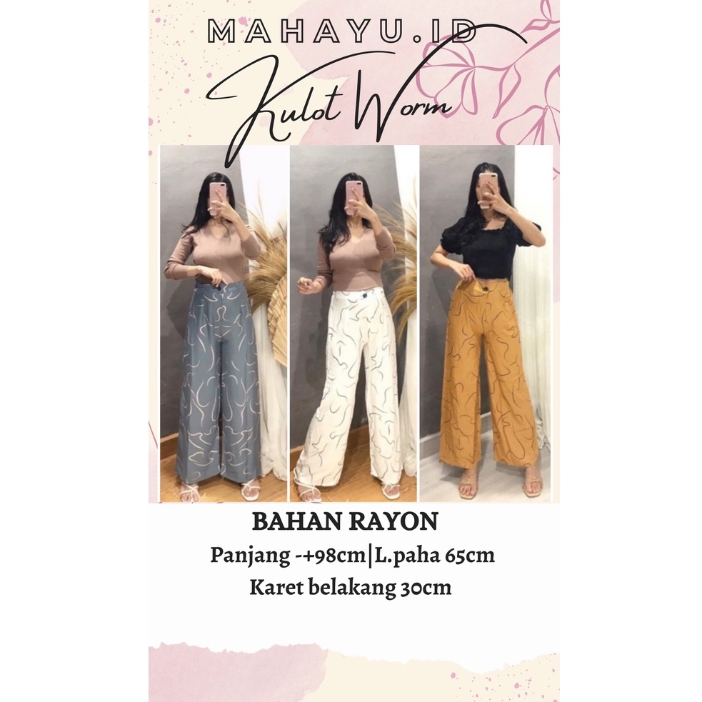 Celana Kulot Motif Garis Cacing Best Seller