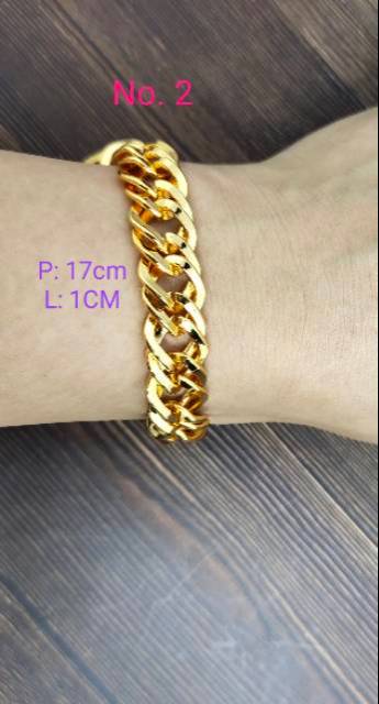 Fifi Fashion Gelang Gold Sisik Naga Lebar Titanium Xuping ASLI Antikarat Antialergi(LT)