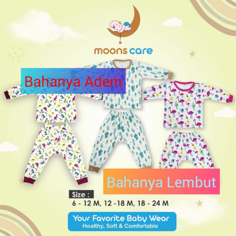 PIYAMA PANJANG MOONS STELAN PIYAMA BAYI BAJU TIDUR ANAK BAJU