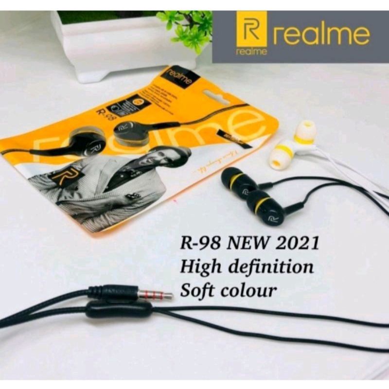 Handset Hansfree Realme R-98 Super Bass - Headset Realme R-98 Stereo Xprees Music - Earphone Realme R98 Stereo Bass