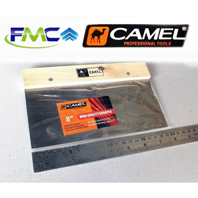 Kape Gypsum Camel 8 inch Sekrap Skrap Stainless Gagang Kayu Gipsum Plafon Tembok Plamir Kompon