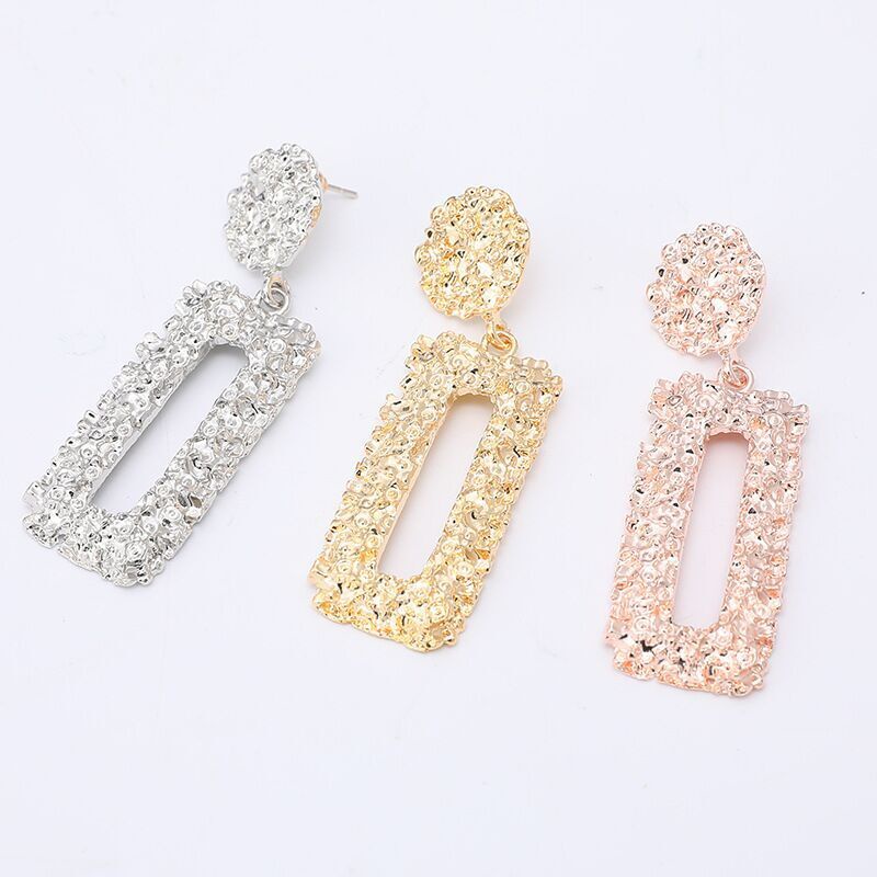 Anting fashion wanita bentuk geometri silver model korea terbaru cantik imut lucu