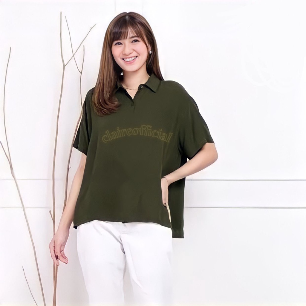 Baju Kemeja Wanita Polos Lengan Pendek Premium/ Fashion Wanita