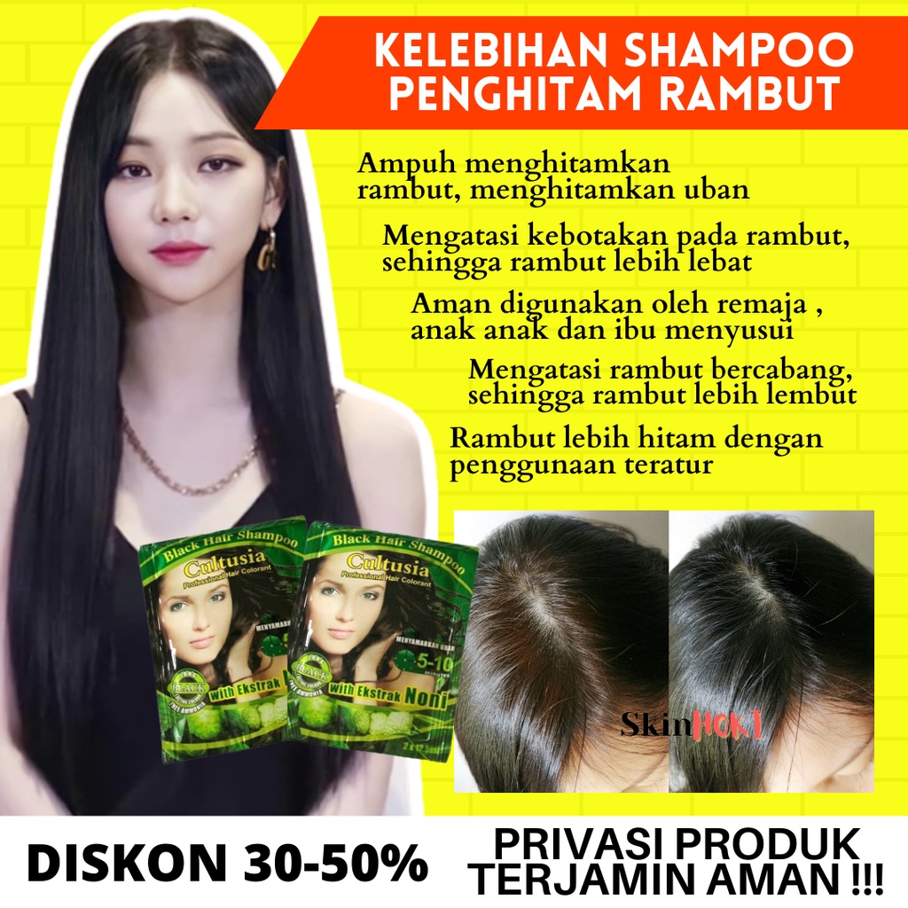 SHAMPO PENGHILANG UBAN PENGHITAM RAMBUT CULTUSIA HAIR COLOR BLACK SHAMPOO SACHET PEMANJANG RAMBUT ORIGINAL BPOM