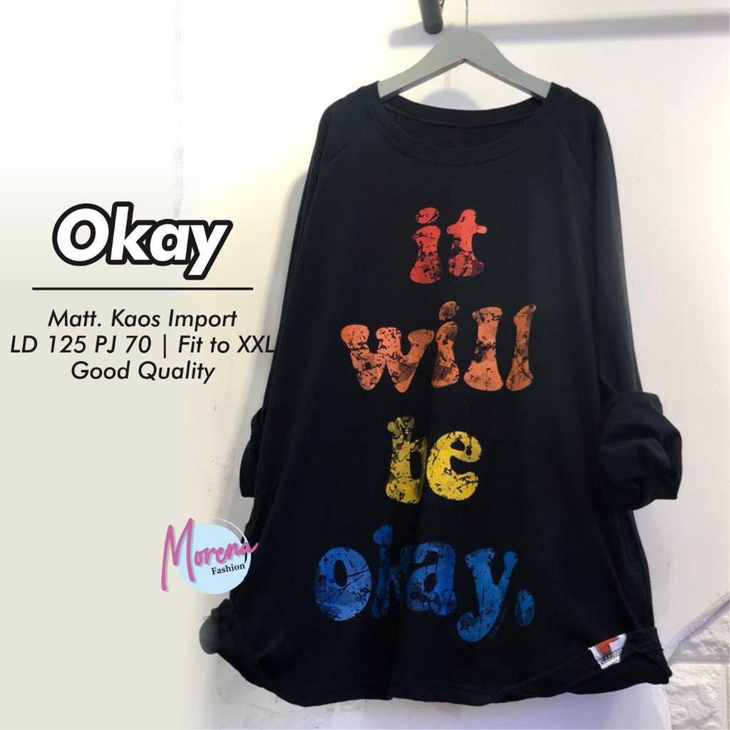 BLOUSE HITAM KAOS IMPORT WANITA KEKINIAN. OKAY BLUS KOREAN ORI BY MORENA