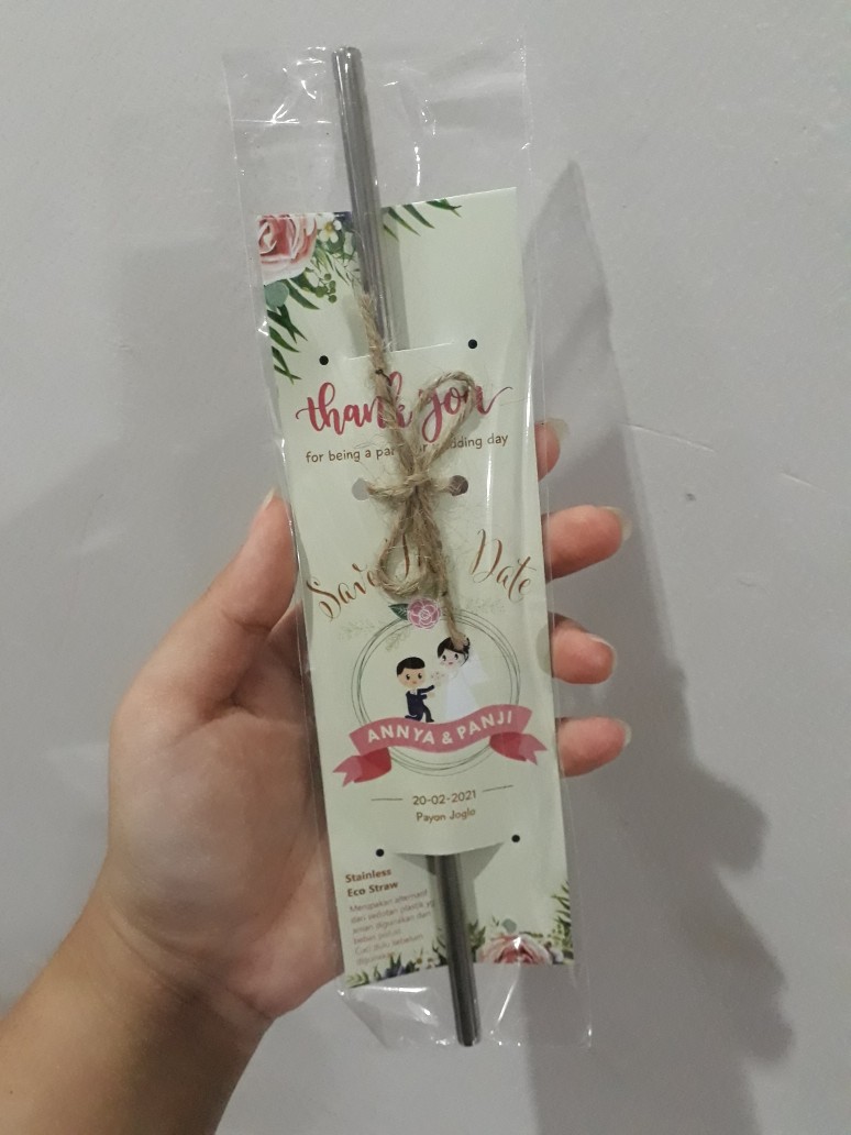 Souvenir Pernikahan Sedotan Stainless Steel Ramah Lingkungan