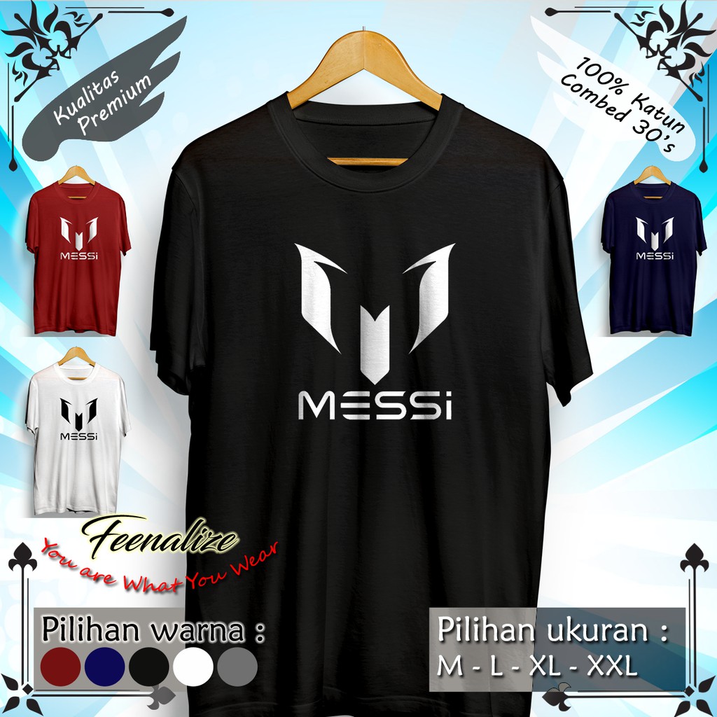 KAOS SPORT PRIA BAJU DISTRO MESSI LOGO