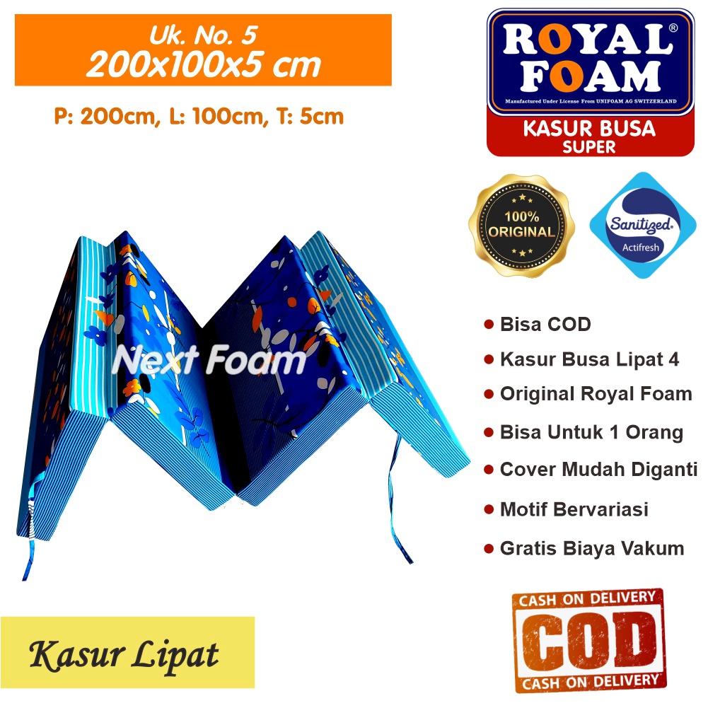 Kasur Busa Lipat Royal Foam Ukuran No 5 200x100x5 cm Tebal 5 cm D23 ORIGINAL