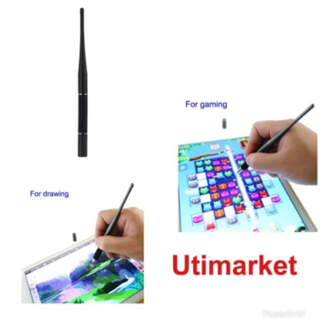 Stylus Capacitive Touch Screen Drawing Pen 2 in 1 -Black