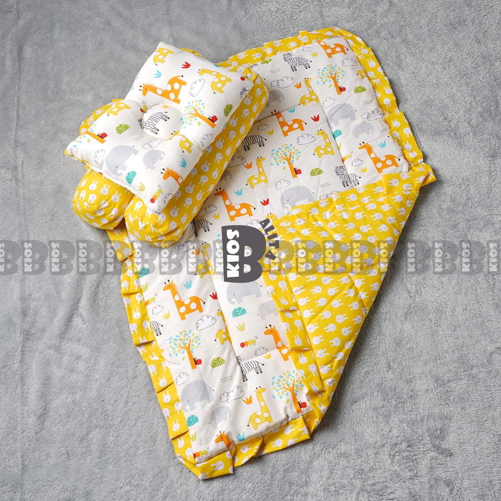 BED COVER SET BAYI Bed Cover Bayi Bantal Guling Selimut Bayi Tempat Tidur FREE tas mika Kado Lahiran-BROWN ZOO