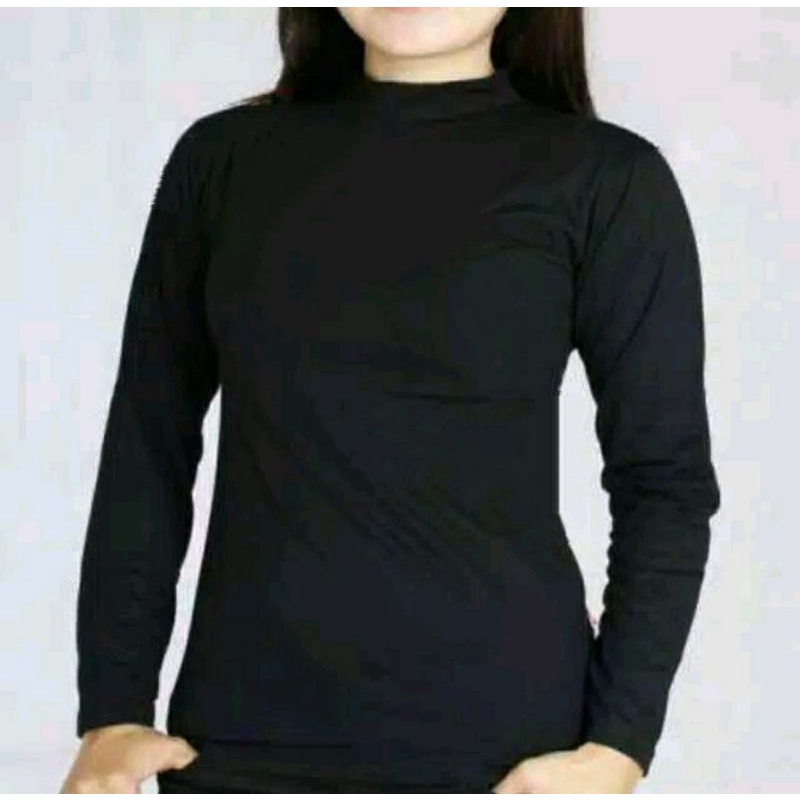 kaos krah tinggi wanita size L kaos turtle neck wanita/cewek lengan panjang bahan spandex berkualitas