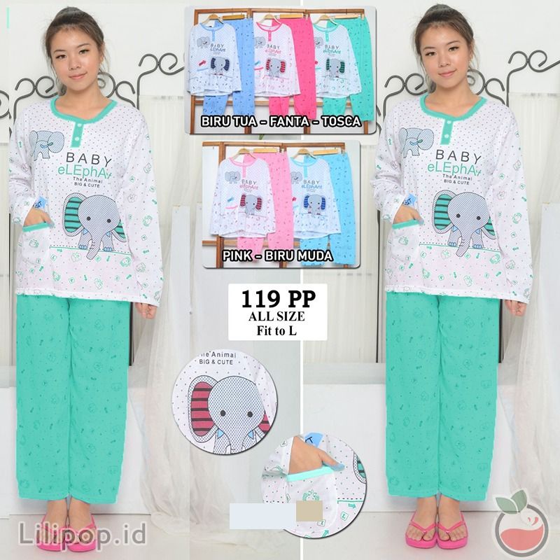 SUNCHERY COD BAJU TIDUR KEKINIAN PP ALL SIZE BAHAN KAOS/BAJU TIDUR PP TERJANGKAU/SLEEPWEAR-ELEPHANT PTH TOSCA