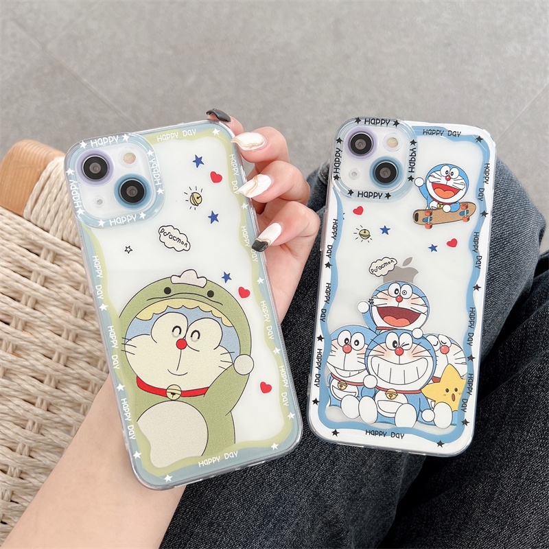 Case Pelindung Lensa Tahan Jatuh Motif Doraemon Untuk iPhone 11 12 13 Pro MAX X XR XSMAX 7 8 Plus