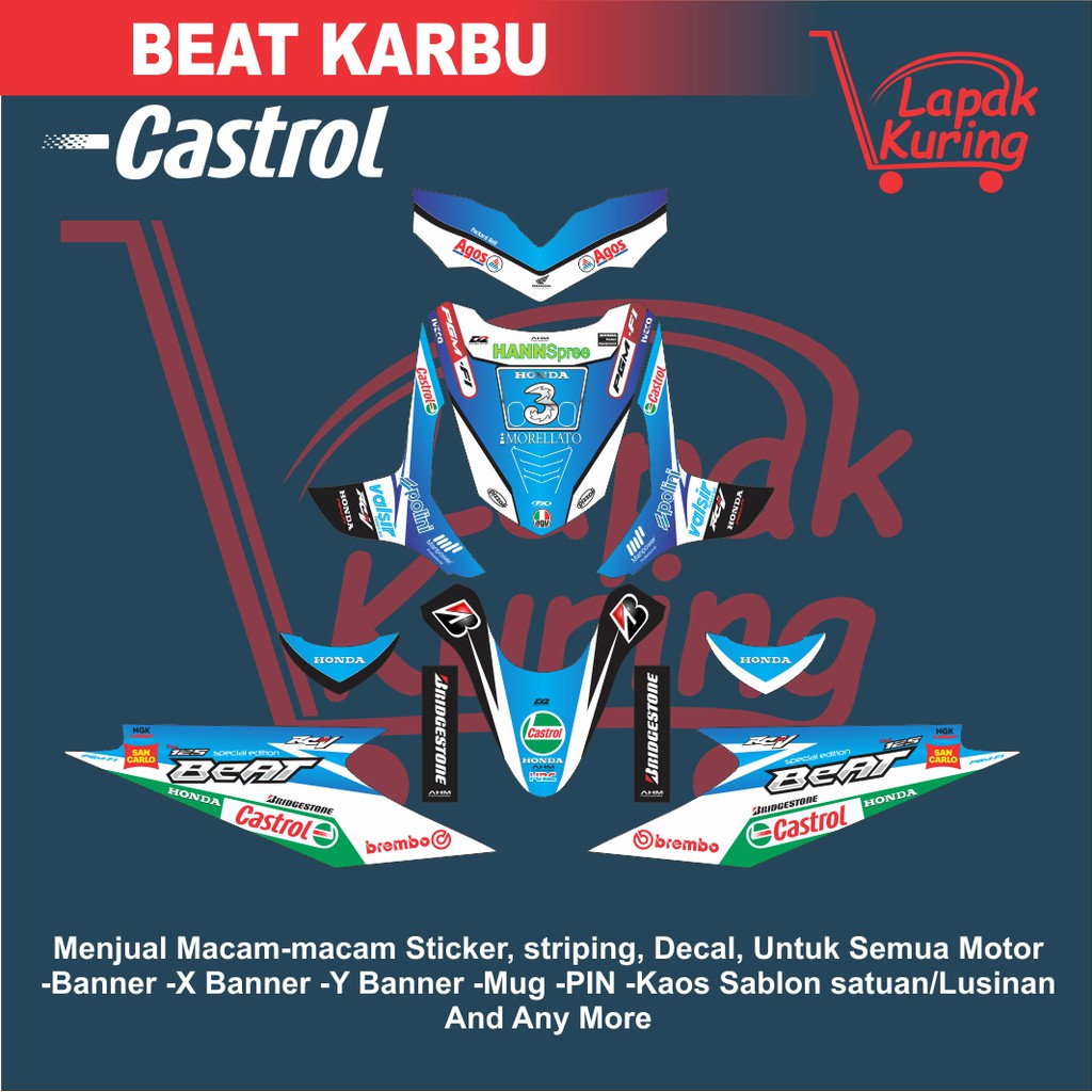 DECAL STICKER HONDA BEAT KARBU CASTROL