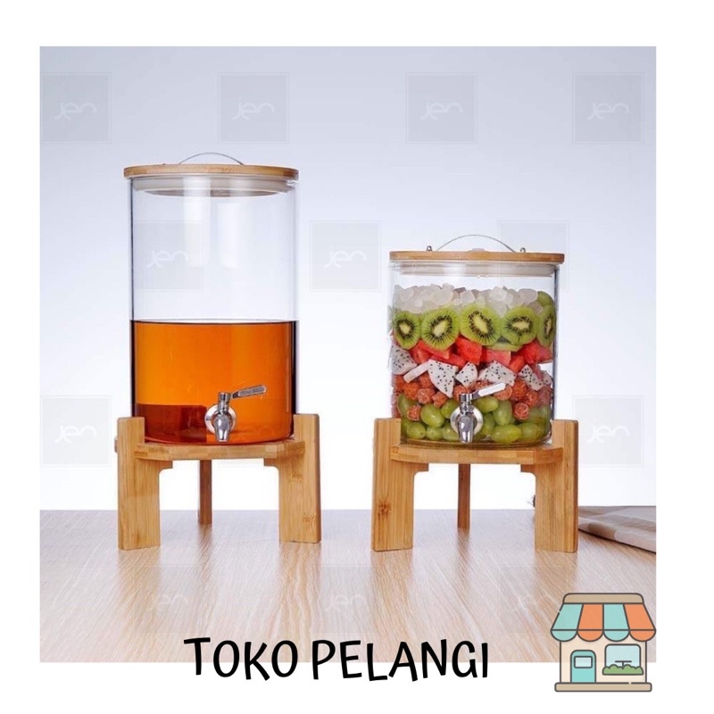 DISPENSER TOPLES KACA AIR KAKI KAYU AESTHETIC 5L