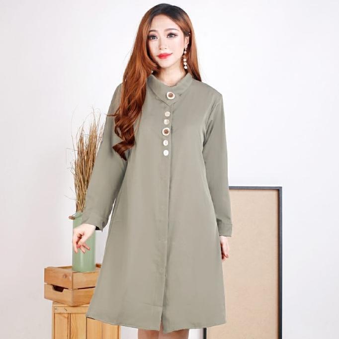 BAJU TUNIK WANITA MIDI DRESS TERUSAN POLOS FASHION WANITA