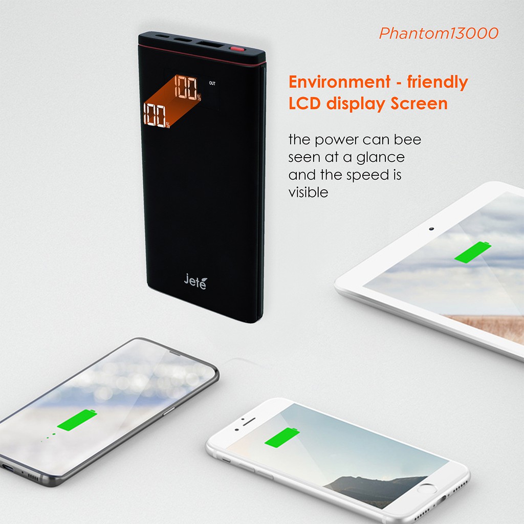 Powerbank 13000 MaH QC 3.0 with PD - JETE Phantom- Garansi Resmi 2 Tahun