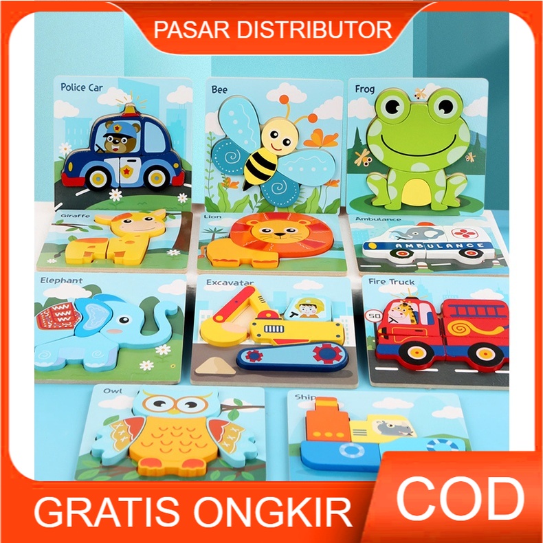 Mainan Edukasi Anak 3D JIGSAW PUZZLE Mainan Puzzle Kayu Anak Belajar