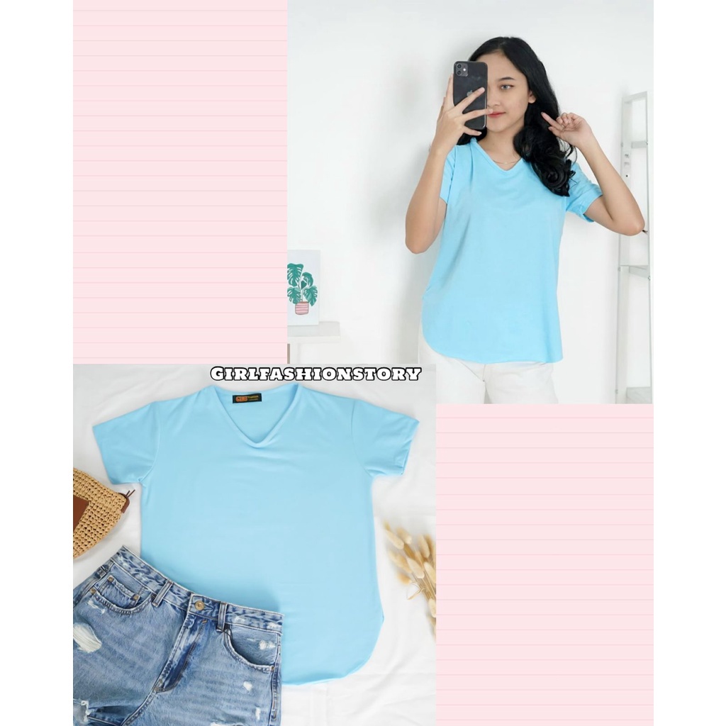 BEFAST - ZEC OOTD Wanita Kaos SHIRLEY / GQ 753 Soft Spandek / Pakaian Kaos Lengan pendek / Atasan Kaos Polos / Baju Casual Wanita / Fashion Santai Remaja Wanita / Keluaran Terbaru / Terlaris / Termurah / Kaos Best Seller