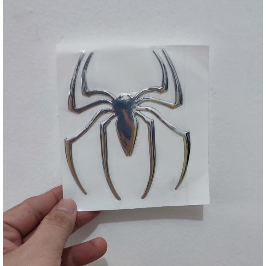 Stiker Emblem Spider Laba-Laba 3D 9x11 Cm Chrome