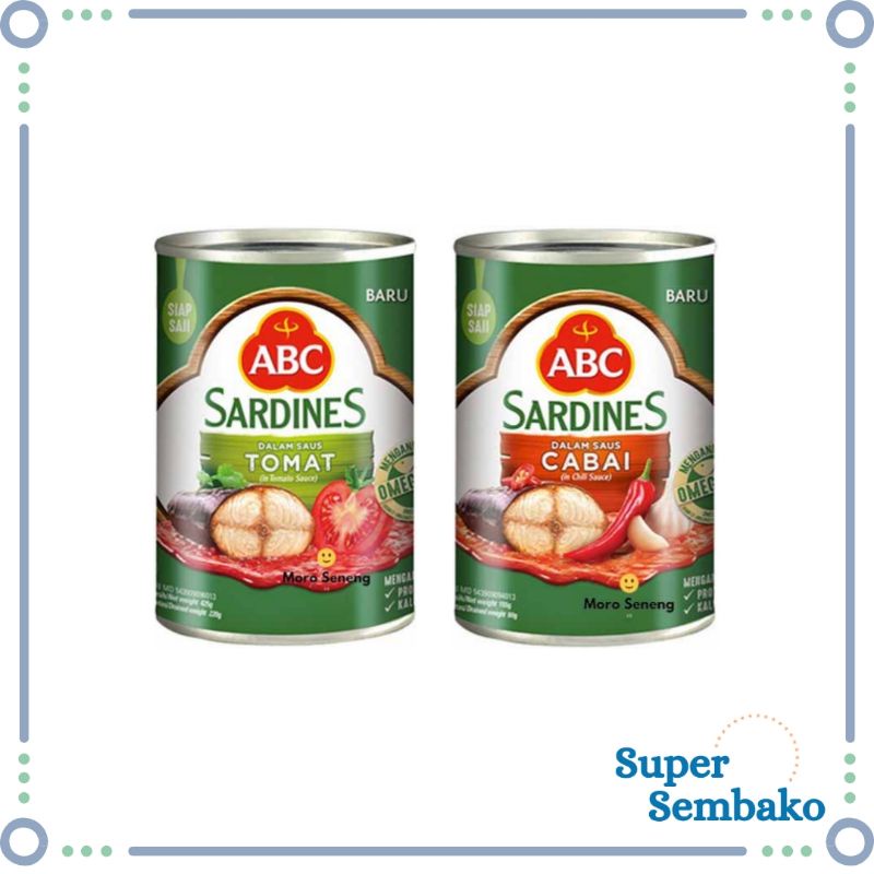 

IKAN KALENG SARDEN / SARDINES ABC DALAM SAUS TOMAT DAN CABAI PEDAS 155g SIAP SAJI