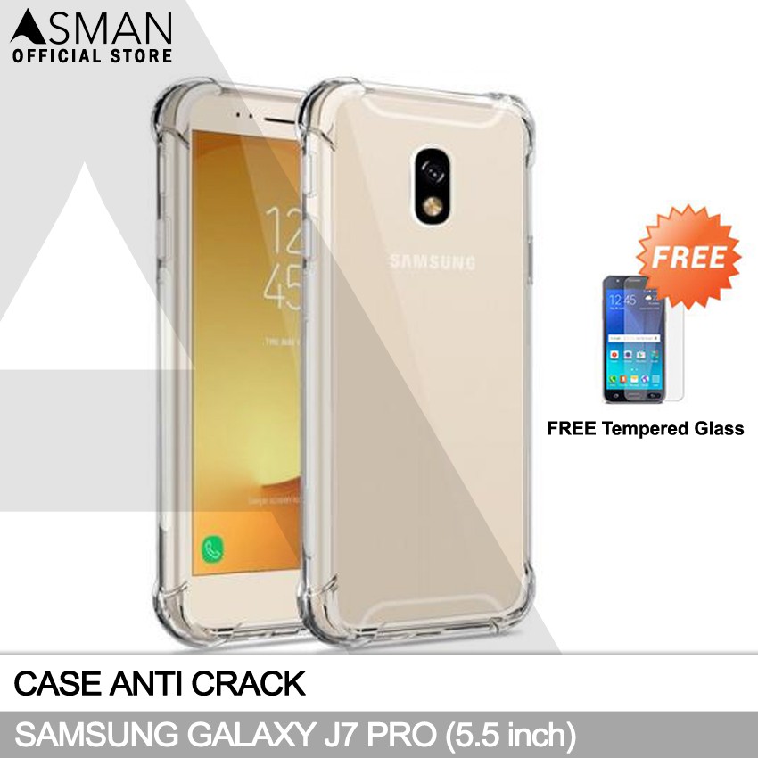 Anti Crack Samsung Galaxy J7 Pro / J730 (5.5&quot;) | Soft Case Anti Bentur + FREE Tempered Glass