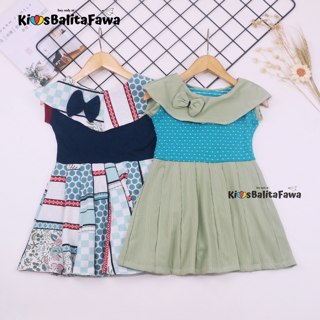 Dress Evelin size Bayi - 6 Tahun / Baju Anak Perempuan Atasan Model Dres Cewek Gaun Pesta Motif Adem