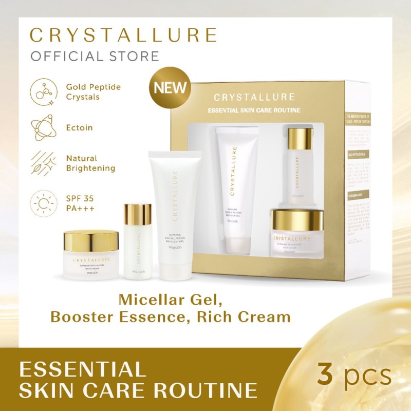 Crystallure by Wardah Essential Skin Care Routine - Trial Kit (Micellar Gel, Booster Essence, Rich C