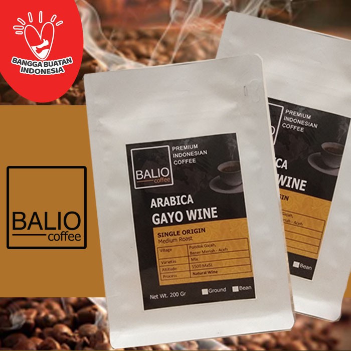 

KOPI BIJI BUBUK ARABICA / ARABIKA ACEH GAYO WINE 200GR - ASLI MURNI MURAH