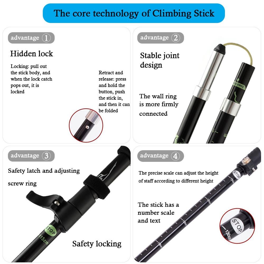 Suyo Tongkat Jalan Lipat Ultralight Portable EVA Handle Telescopic Stick