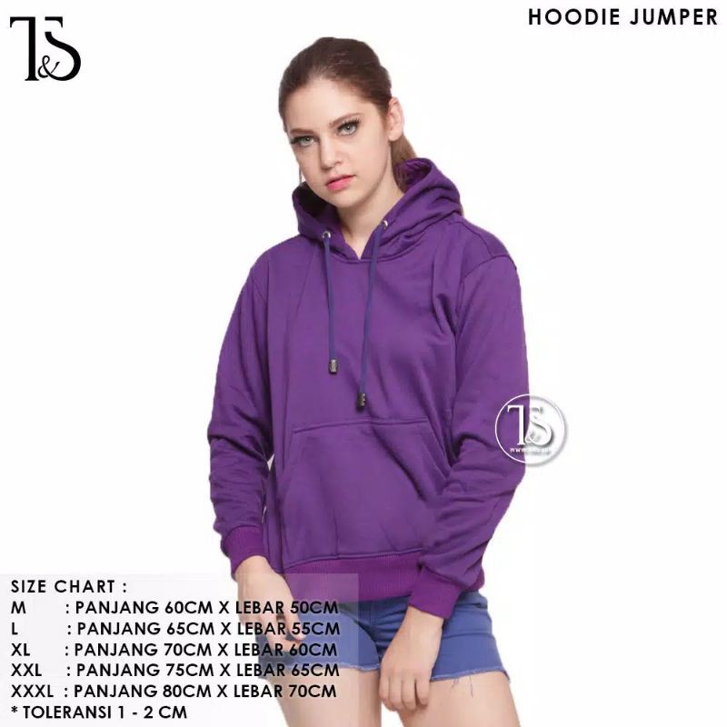 HOODIE JUMPER UNGU TUA WANITA SIZE M - XXXL POLOS