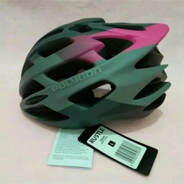 Helm Sepeda Polygon Rustle Matt Black Pink For Balap Road Bike Rb Mtb