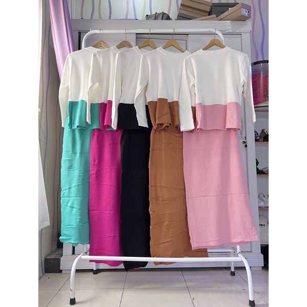 Cindy Set stelan rajut knit Rok skirt two tone premium import bangkok bkk