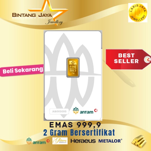 CERTIEYE PRESS &amp; RETRO RESMI MURAH ANTAM LOGAM MULIA 9999 EMAS 2 G/gr/gram