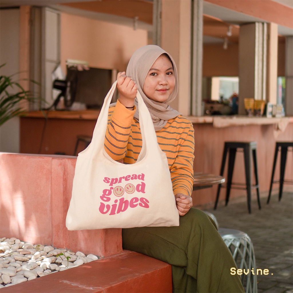 Sevine Tote bag Kanvas Bonnie Tas Wanita Totebag Kuliah Laptop Quotes Vintage Danish Pastel Groovy Retro Motivation Aesthetic - KGN