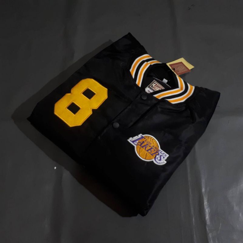 jaket bomber varsity lakers 08 black