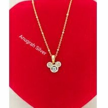 (COD)Kalung anak Jedar + liontin Mickey mouse Rose gold perak asli 925/Silver lapisan emas kuning!!!