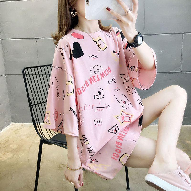 Oversize Tee Tshirt Model Longgar Utk Wanita Motif Heart
