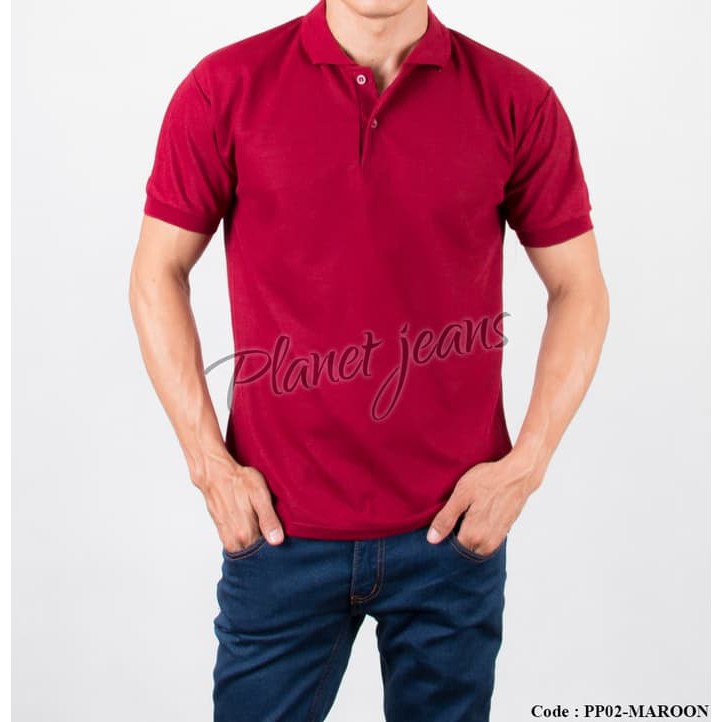 Promo Baju kerah polo shirt pria polos / lacoste polosan cowok Merah Maroon