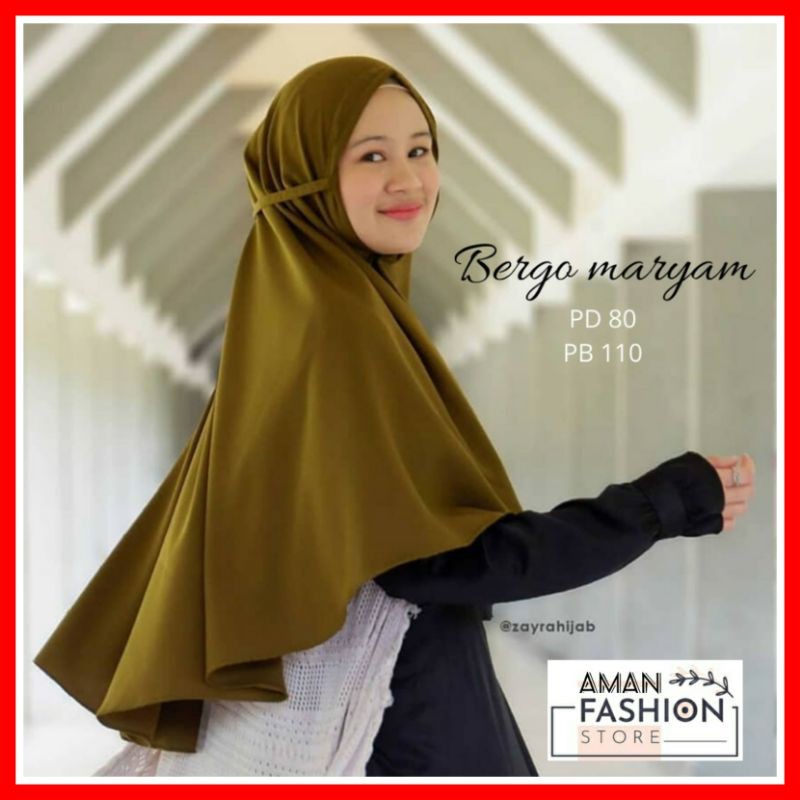 HIJAB BERGO Maryam Jumbo XL / SYAR'I Dewasa Jilbab Jumbo Size XL Bisa COD TERBARU 2021