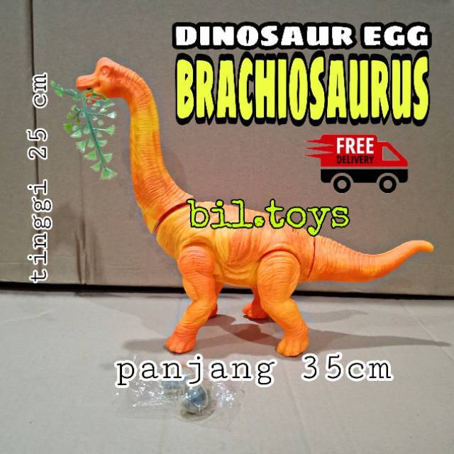 MAINAN ANAK DINO DINOSAURUS BERTELUR MAINAN ANAK BRACHIOSAURUS EGG BERJALAN BATERAI HEWAN PURBA