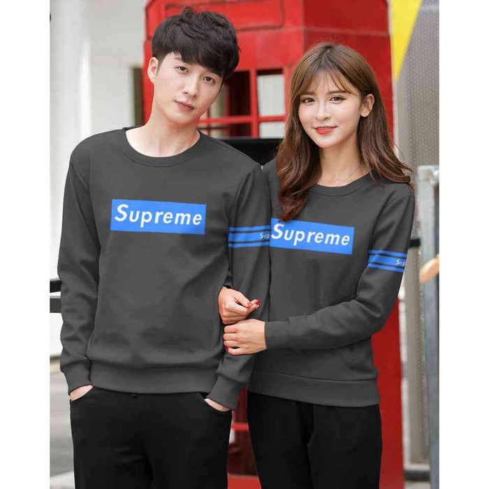 READY [Couple Kaos Supreme Abu Tua LO]Pria dan wanita Soft Abu tua