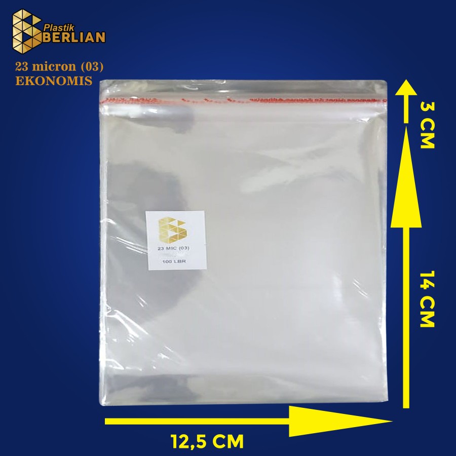 

12,5 x 14 cm Plastik OPP EKONOMIS 23micron (100 lbr) (lem/seal)